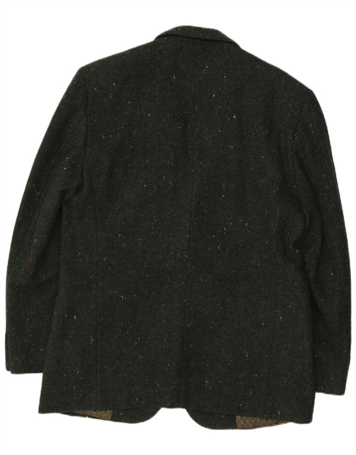 Benetton Veste Blazer 2 Boutons Homme IT 50 Grande Laine Mouchetée Verte