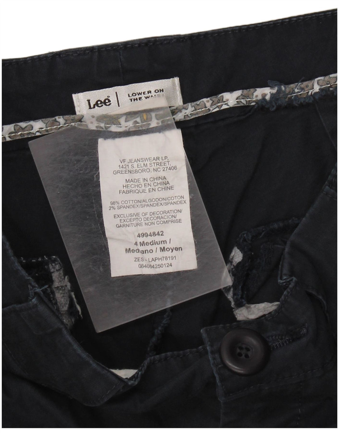 Lee Pantalon Capri Taille Basse Femme US 4 Small W28 L20 Bleu Marine Coton