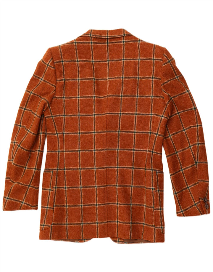 VINTAGE Veste Blazer 2 Boutons Homme IT 50 Grande Laine à Carreaux Marron
