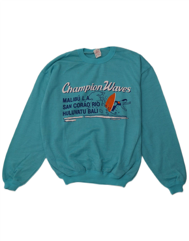 VINTAGE Sweat-shirt graphique homme XL coton bleu