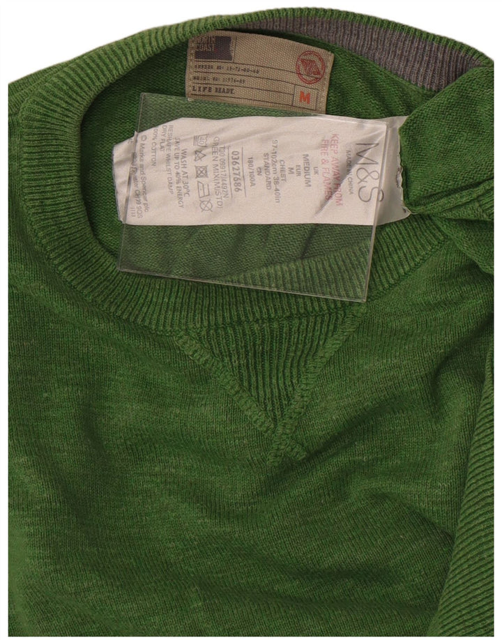 Marks & Spencer Pull Col V Homme Vert Moyen Coton