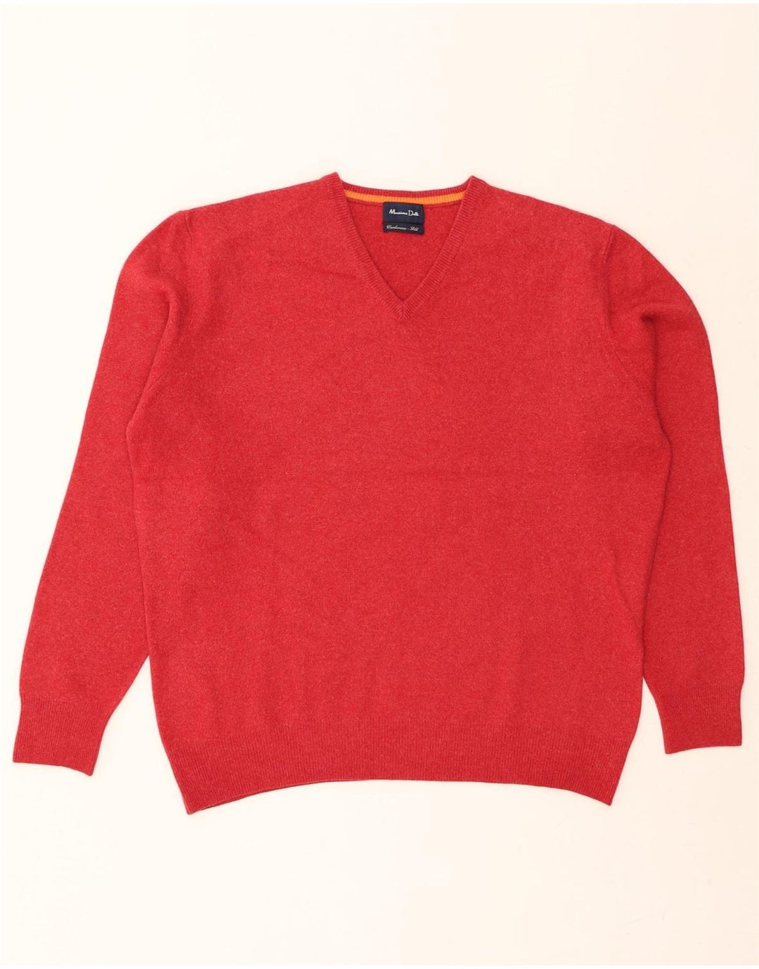 MASSIMO DUTTI Womens V-Neck Jumper Sweater UK 18 XL Red Vintage Massimo Dutti and Second-Hand Massimo Dutti from Messina Hembry 