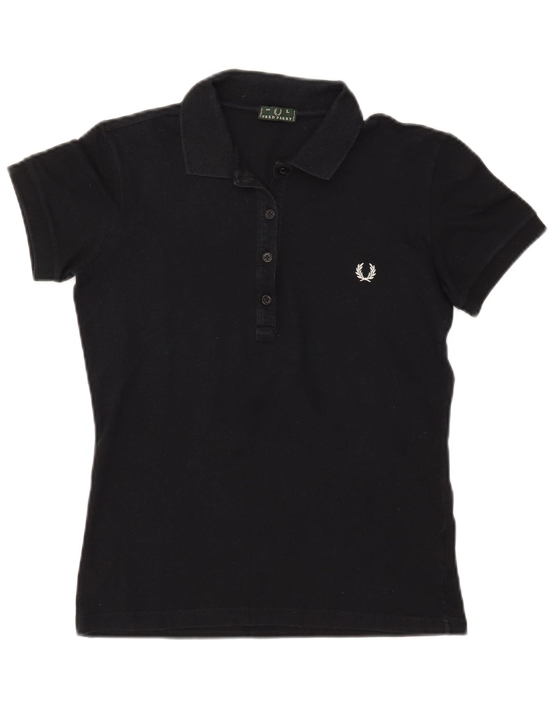 FRED PERRY Polo Femme UK 16 Large Noir Coton