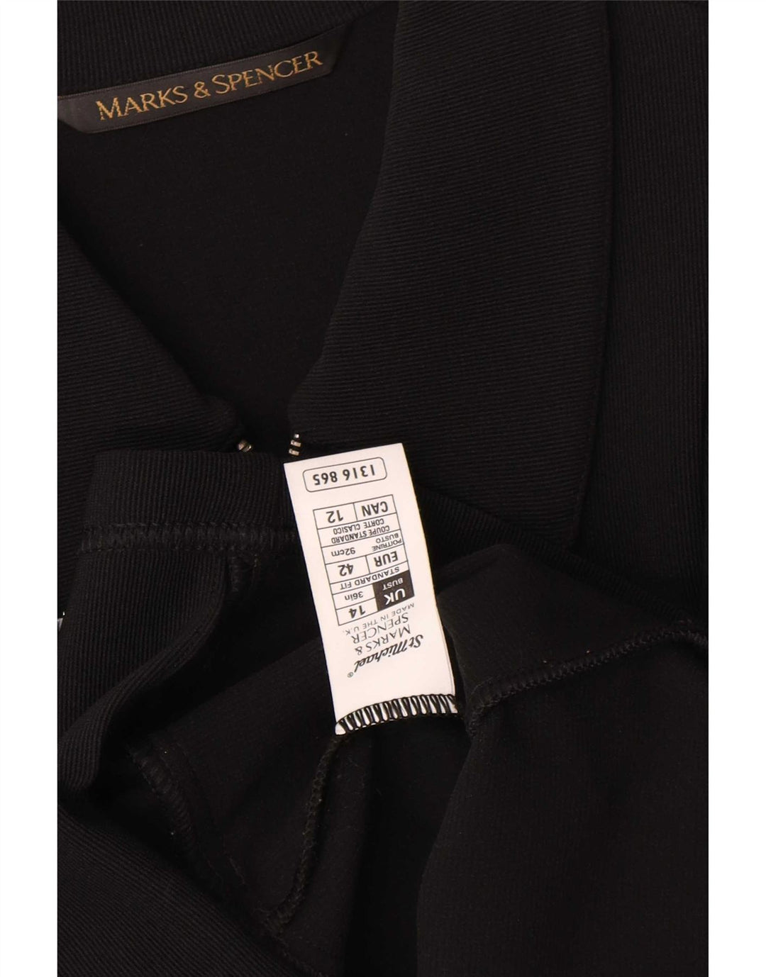 Marks & Spencer Veste blazer zippée pour femme UK 14 Medium Black Nylon