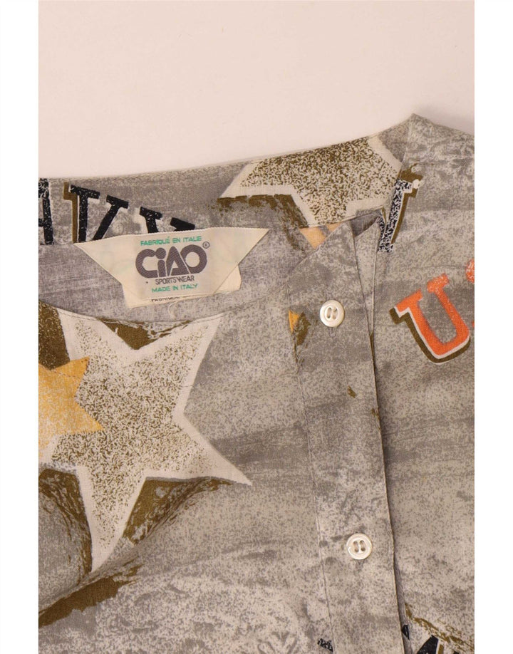 Ciao Chemisier militaire à motif abstrait pour femme UK 16 Grand coton gris