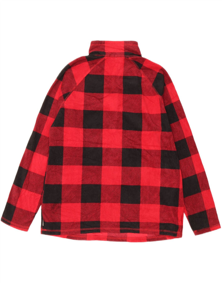 EDDIE BAUER Pull polaire à col zippé pour femme UK 16 Grand carreaux rouges Polyester