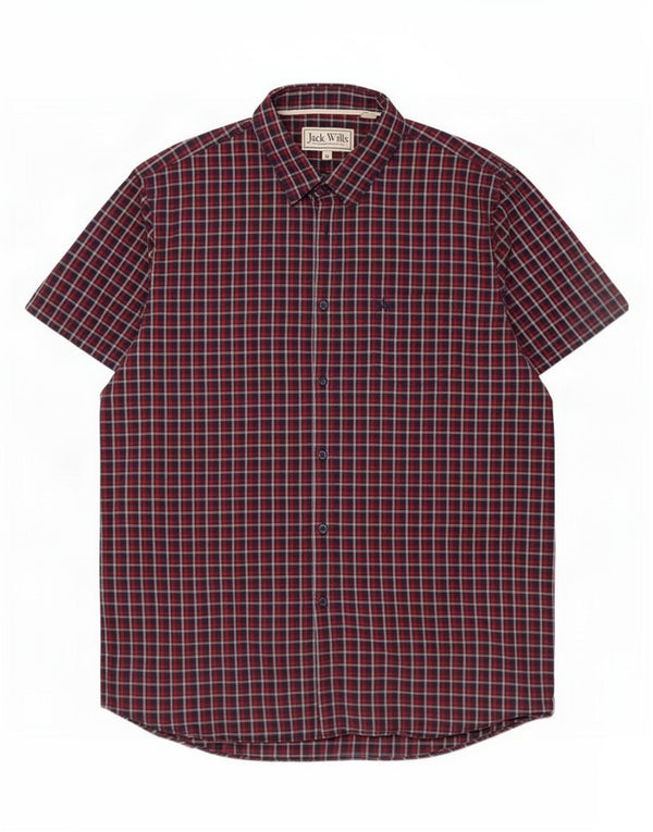 Jack Wills Chemise à manches courtes pour homme Coupe classique XL Bleu marine à carreaux en coton
