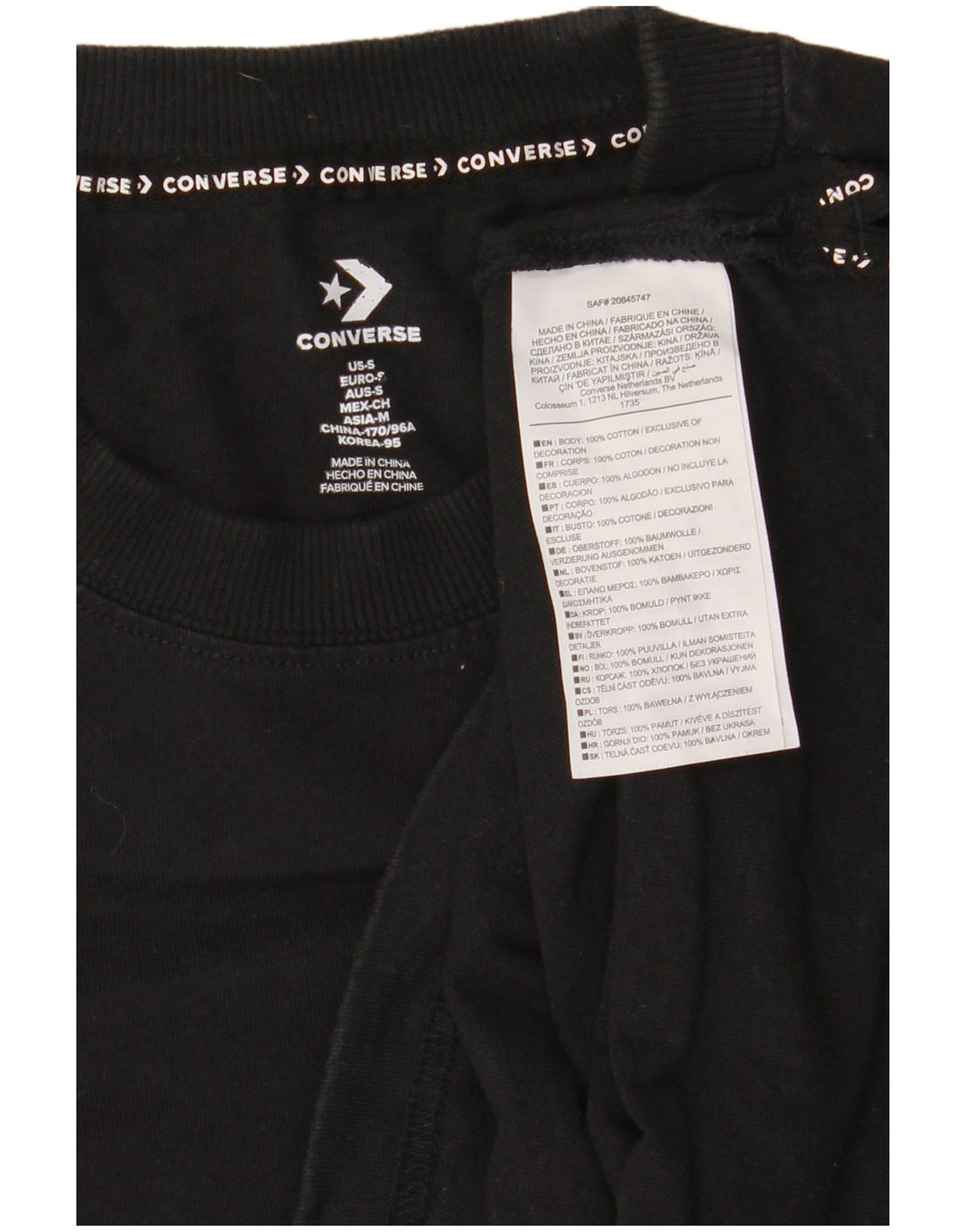 Converse Haut graphique à manches longues pour hommes Petit coton noir