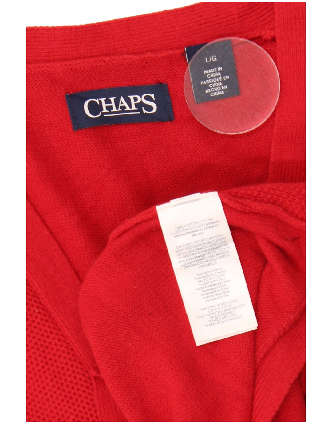 CHAPS Cardigan sans manches pour homme en coton rouge Large