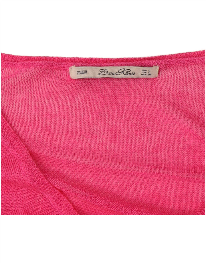 Zara Pull col V pour femme UK 16 Large Rose