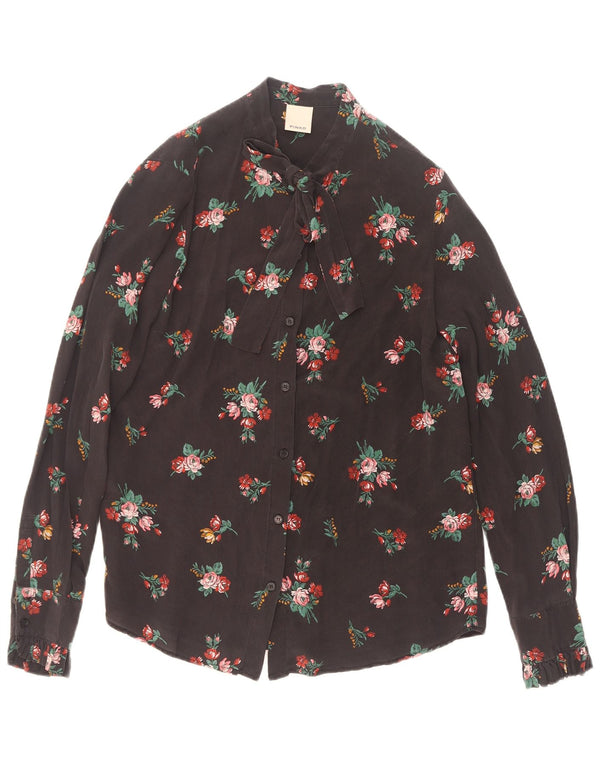 Pinko Chemisier chemise à nouer sur le devant pour femme UK 10 Petite soie florale noire
