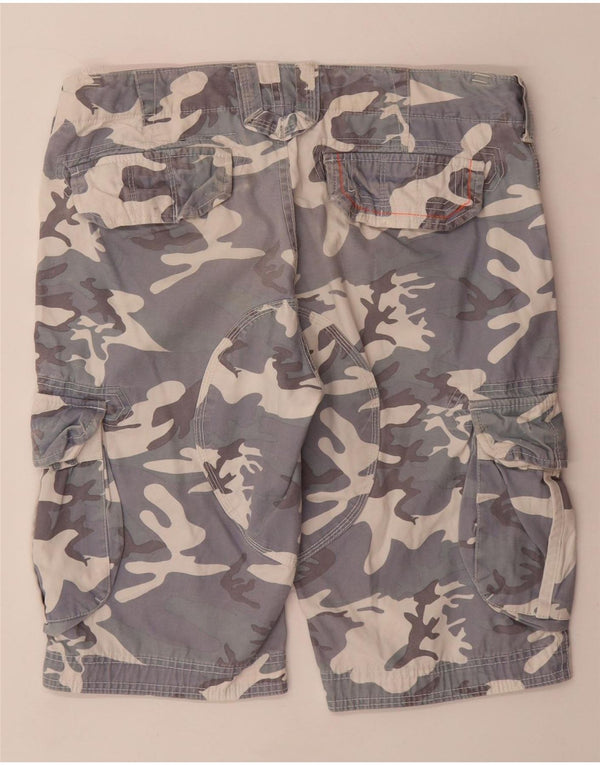 SUPERDRY Short Cargo Homme Petit W32 Gris Camouflage Coton