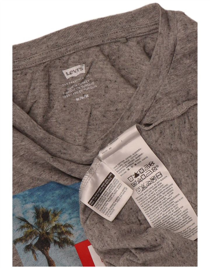 Levi's T-Shirt Graphique Femme UK 14 Gris Moyen Moucheté Coton