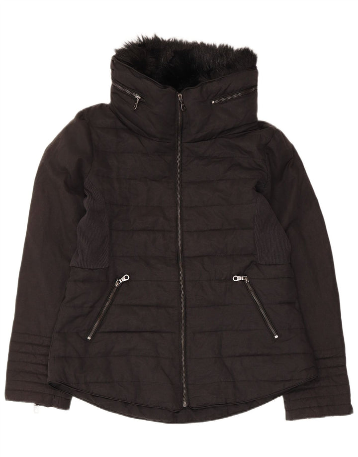 MINT VELVET Veste rembourrée pour femme UK 12 Coton noir moyen