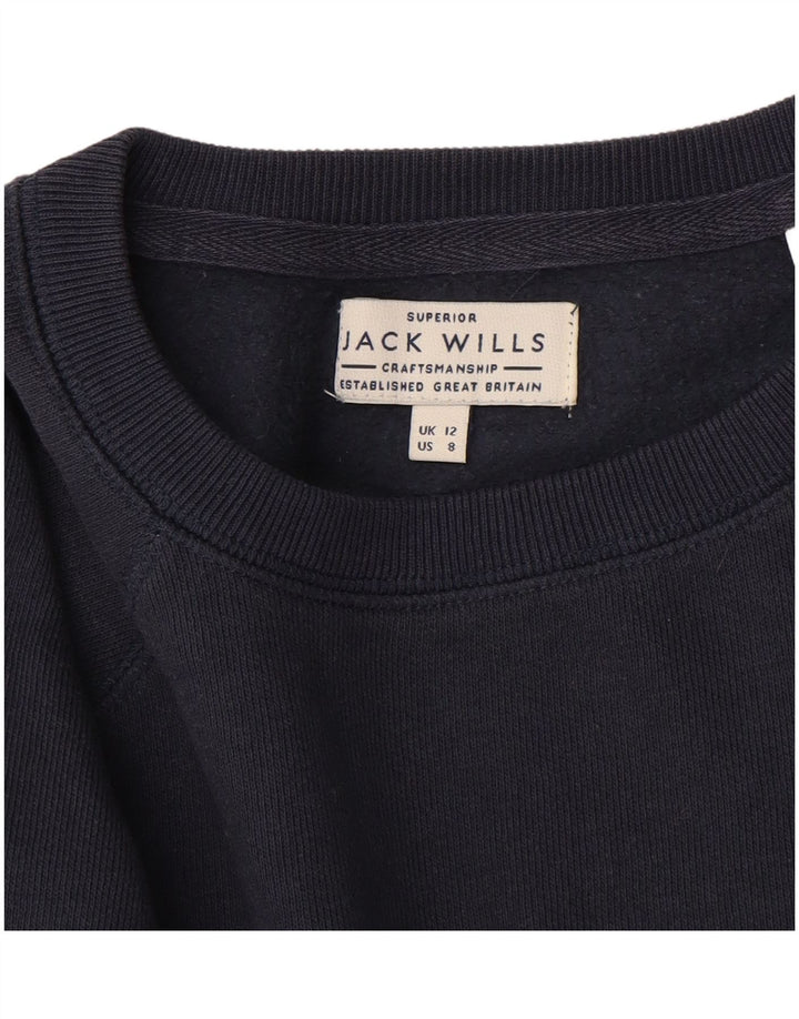 JACK WILLS Womens Sweatshirt Jumper UK 12 Medium  Navy Blue Cotton