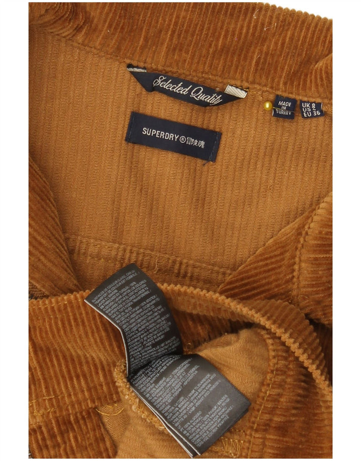 Superdry Veste courte en velours côtelé pour femme UK 8 Small Marron Coton