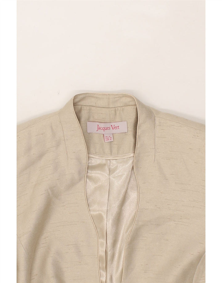 JACQUES VERT Womens 1 Button Blazer Jacket UK 14 Medium  Beige Viscose Vintage Jacques Vert and Second-Hand Jacques Vert from Messina Hembry 