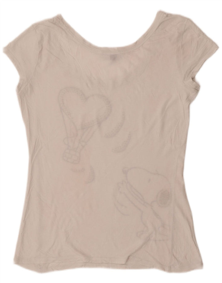 Benetton T-shirt graphique Peanuts pour femme UK 12 Blanc moyen