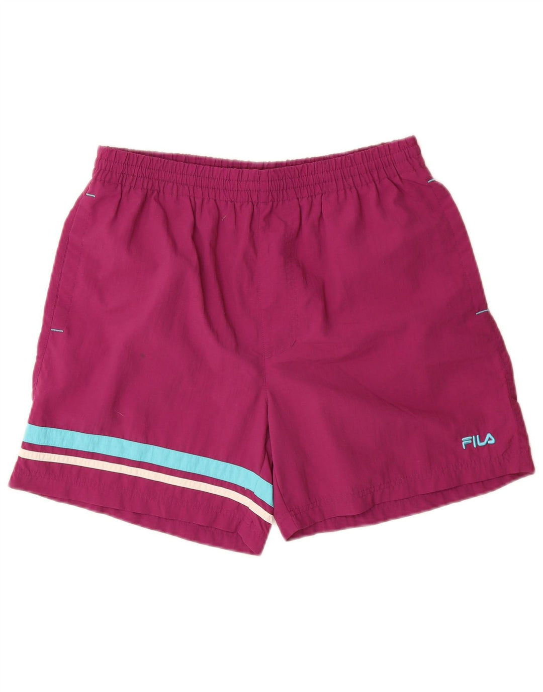 FILA Short de Sport Homme Violet Moyen Rayé Polyamide