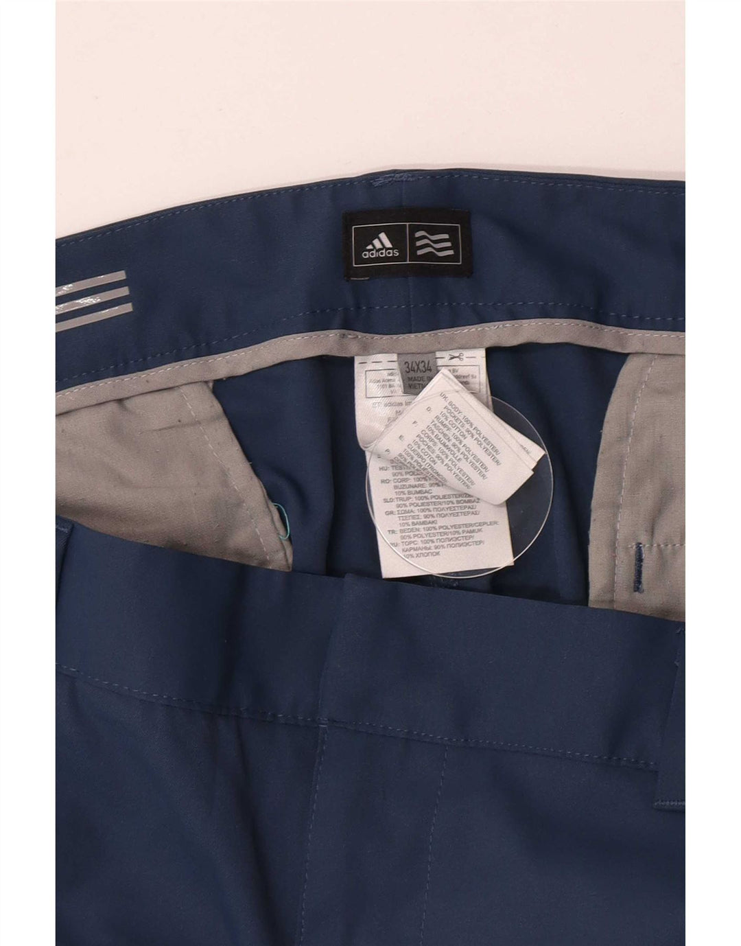 Adidas Pantalon Chino Droit Homme W34 L34 Bleu Polyester