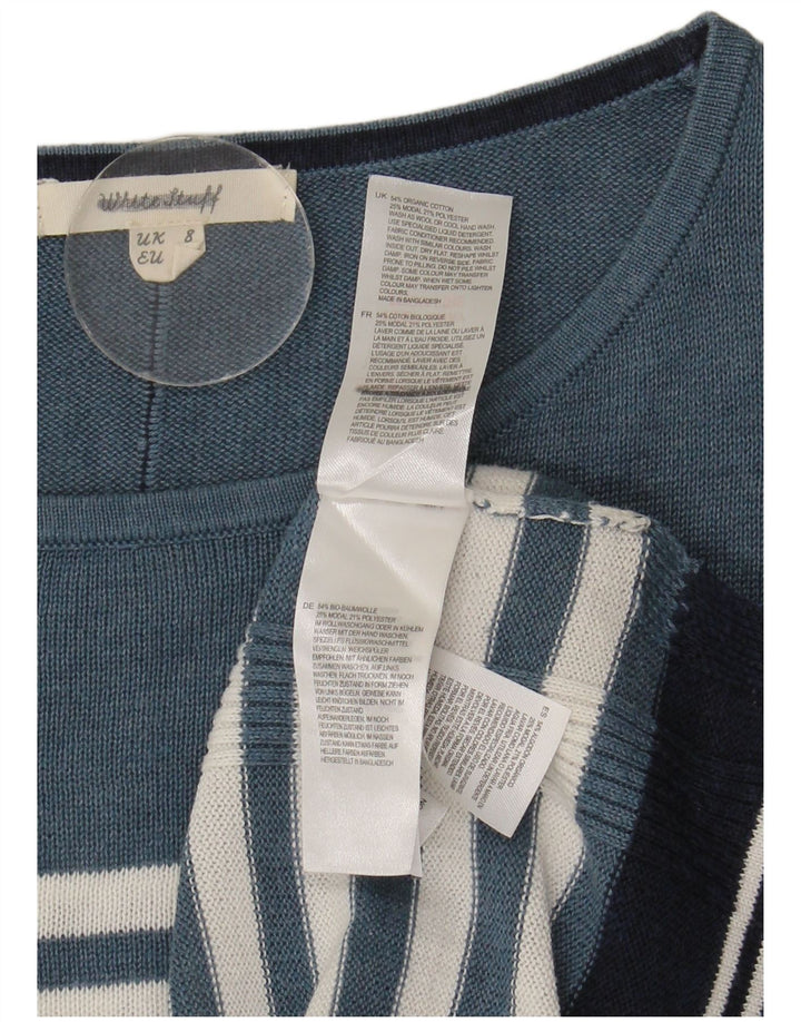 White Stuff Pull col bateau pour femme UK 8 Small Bleu rayé