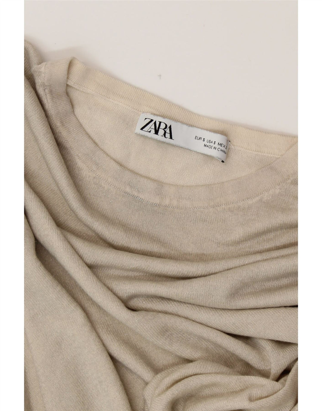 ZARA Femme T-shirt surdimensionné Top UK 10 Small Off White