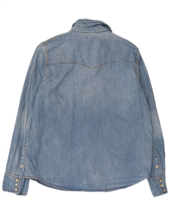 J. Crew Chemise en jean pour femme US 12 Large Bleu Coton