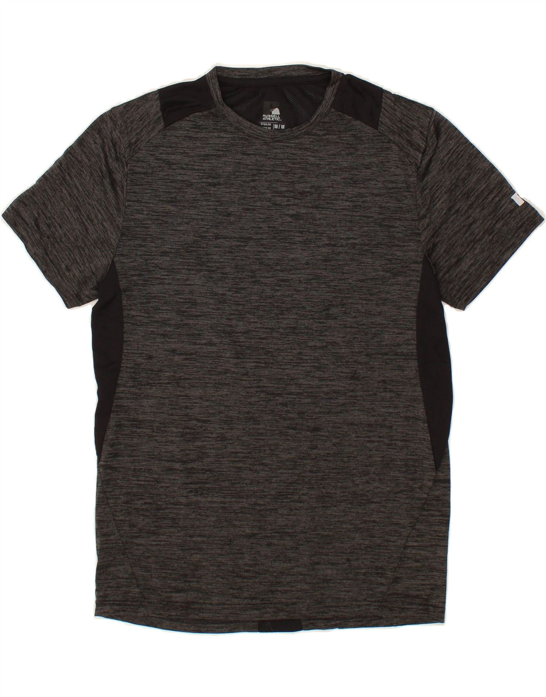 RUSSELL ATHLETIC Mens T-Shirt Top Medium Grey Colourblock Polyester Vintage Russell Athletic and Second-Hand Russell Athletic from Messina Hembry 