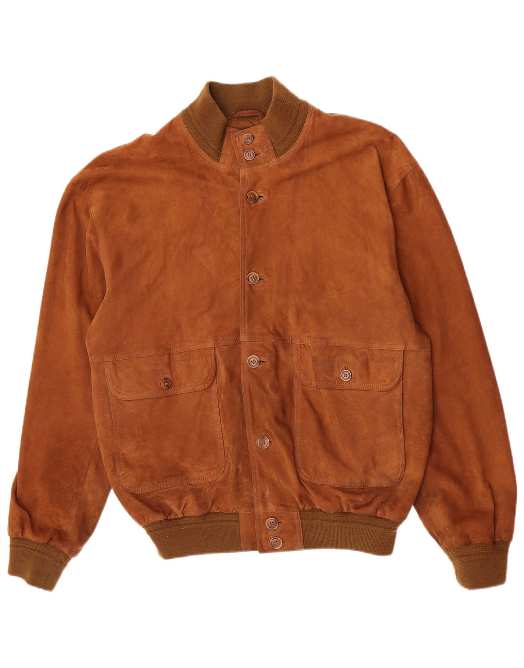 vintage Mens Suede Bomber Jacket IT 52 XL Cuir Marron Rétro
