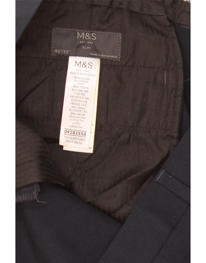 Marks & Spencer Pantalon Chino Slim Homme W40 L33 Bleu Marine Polyester