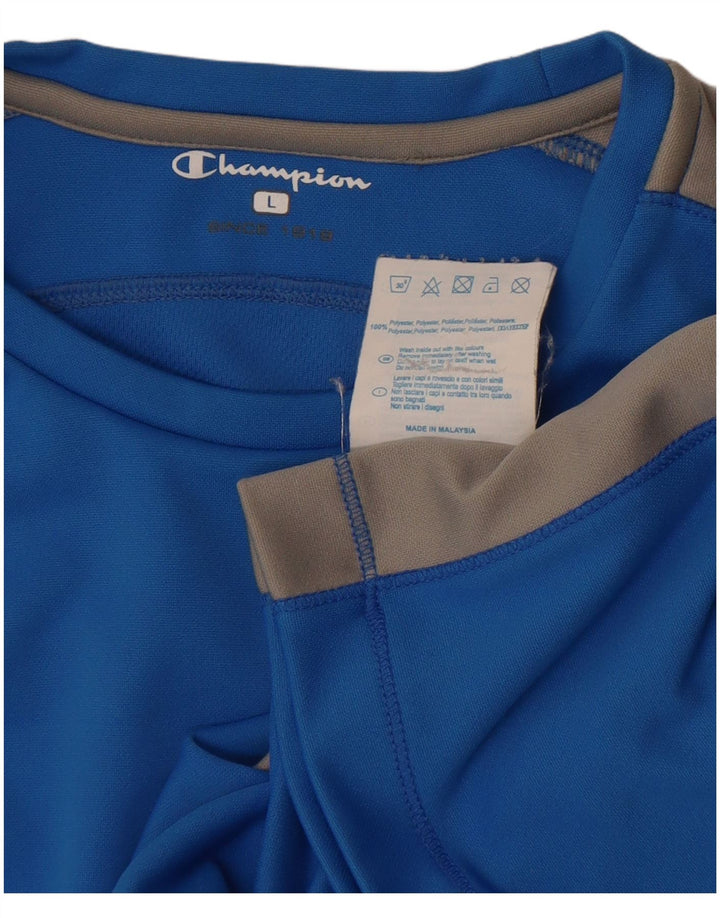 Champion T-Shirt Femme Top UK 14 Grand Bleu Colorblock Polyester