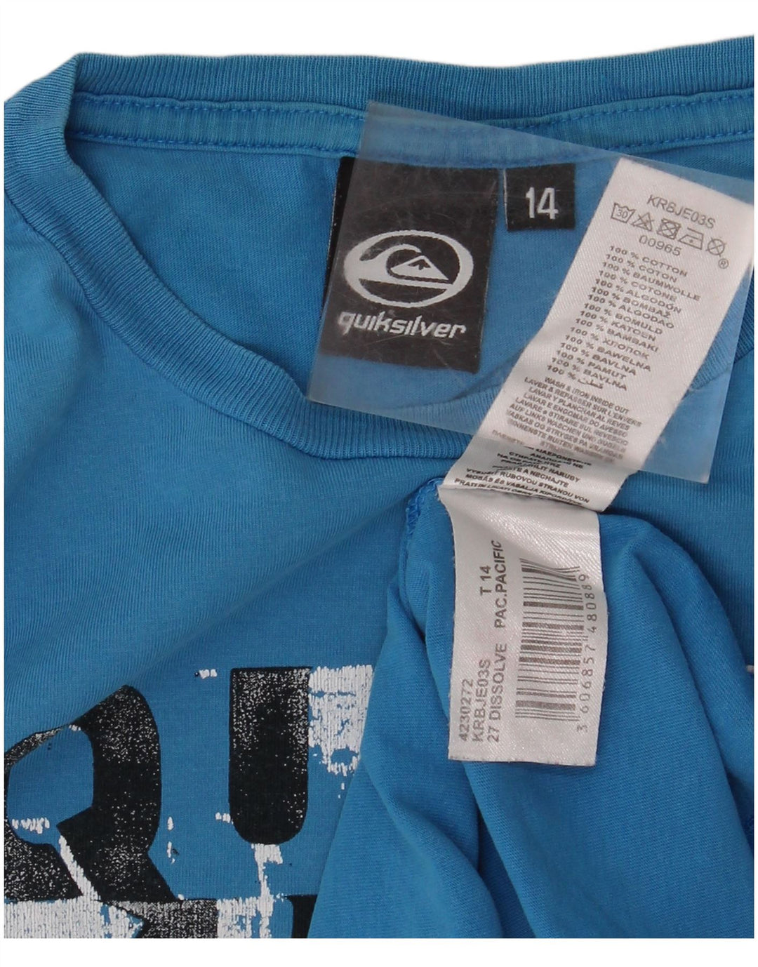 QUIKSILVER T-Shirt Graphique Garçon 13-14 ans Bleu Coton