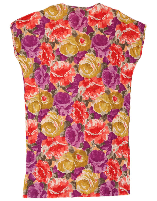 Robe T-Shirt Femme Vintage UK 18 XL Floral Multicolore