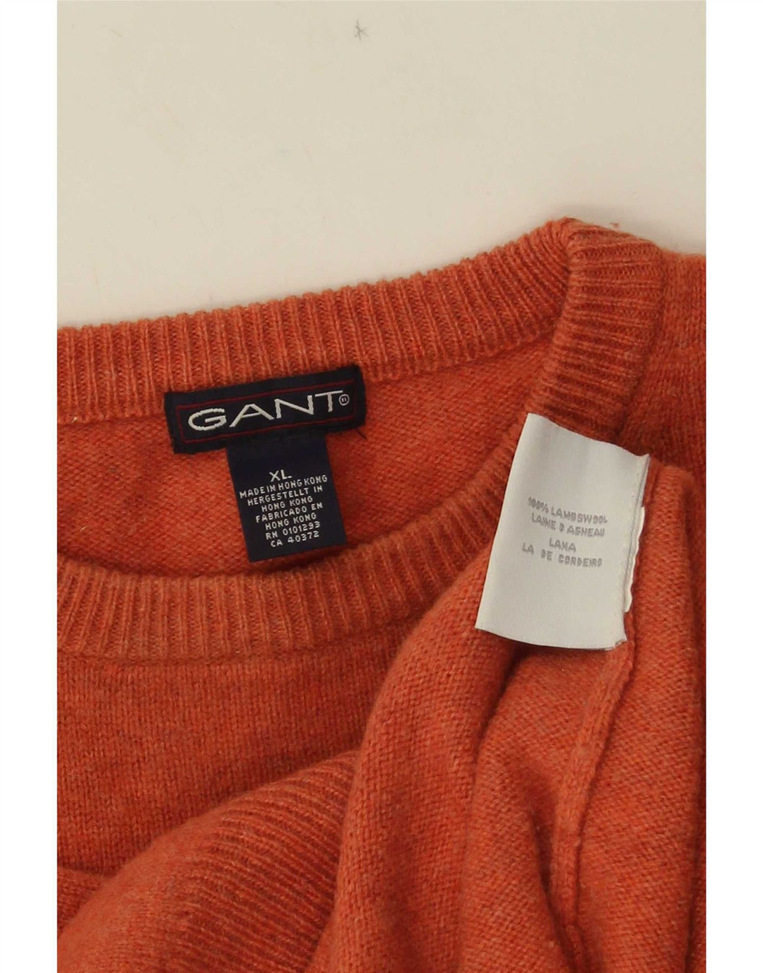 Gant Pull col rond homme XL Orange laine d'agneau