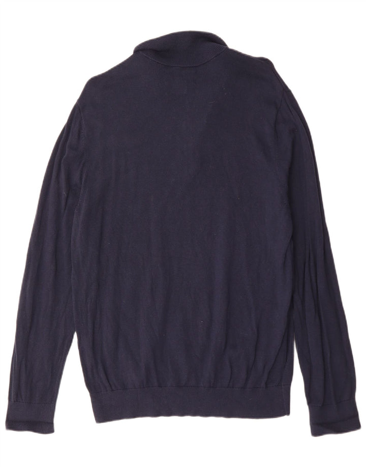Penguin Pull à col zippé pour homme en coton bleu marine Taille L