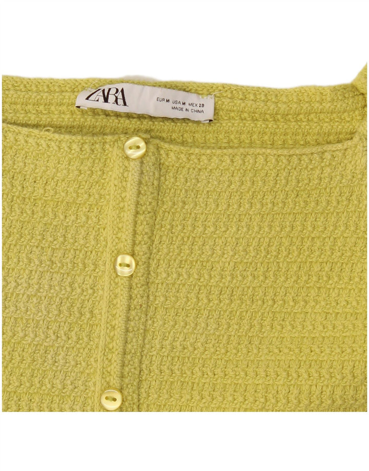 Zara Femme Crop Top UK 12 Jaune Moyen