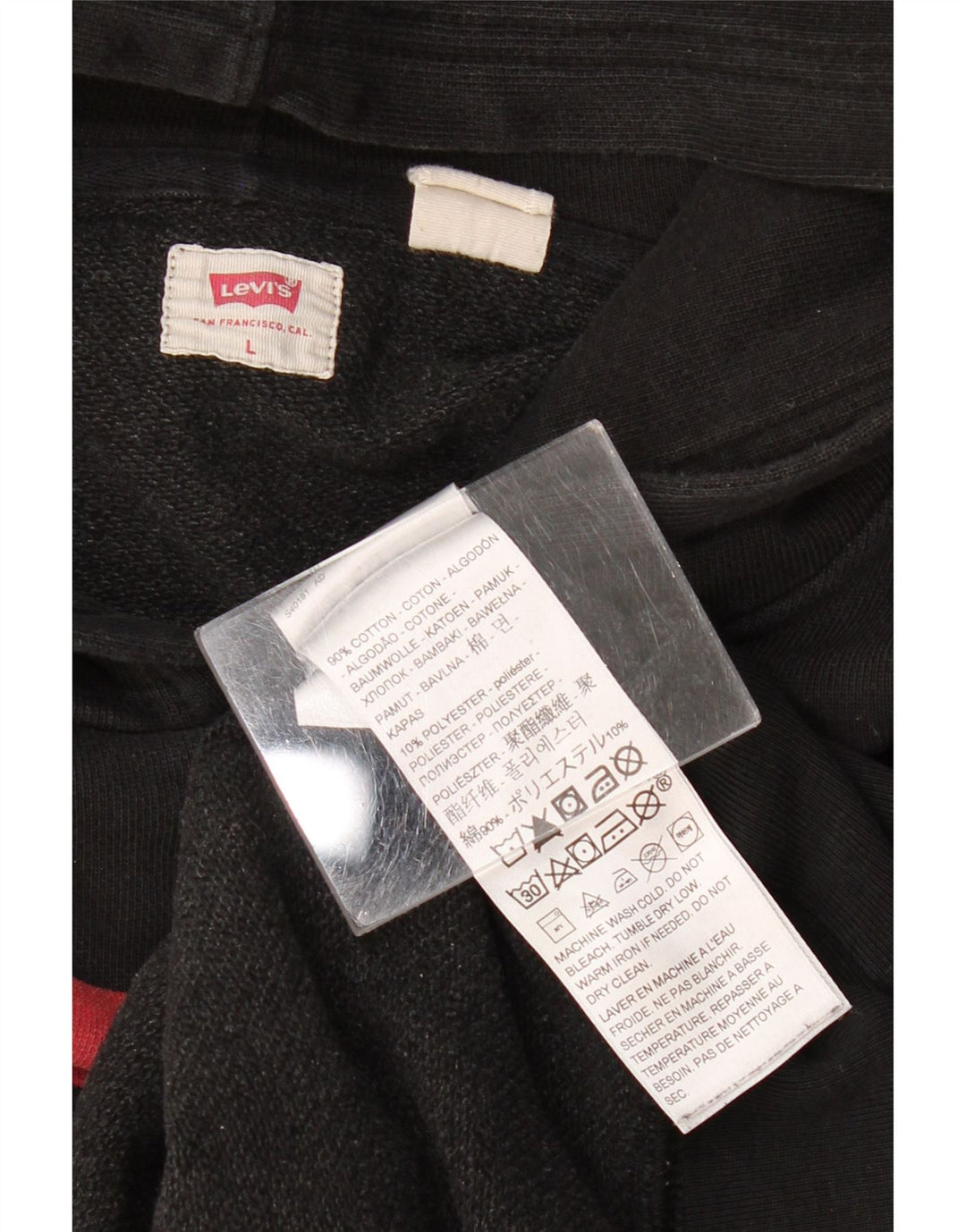 LEVI'S Pull à capuche graphique pour femme UK 16 Large Noir Coton