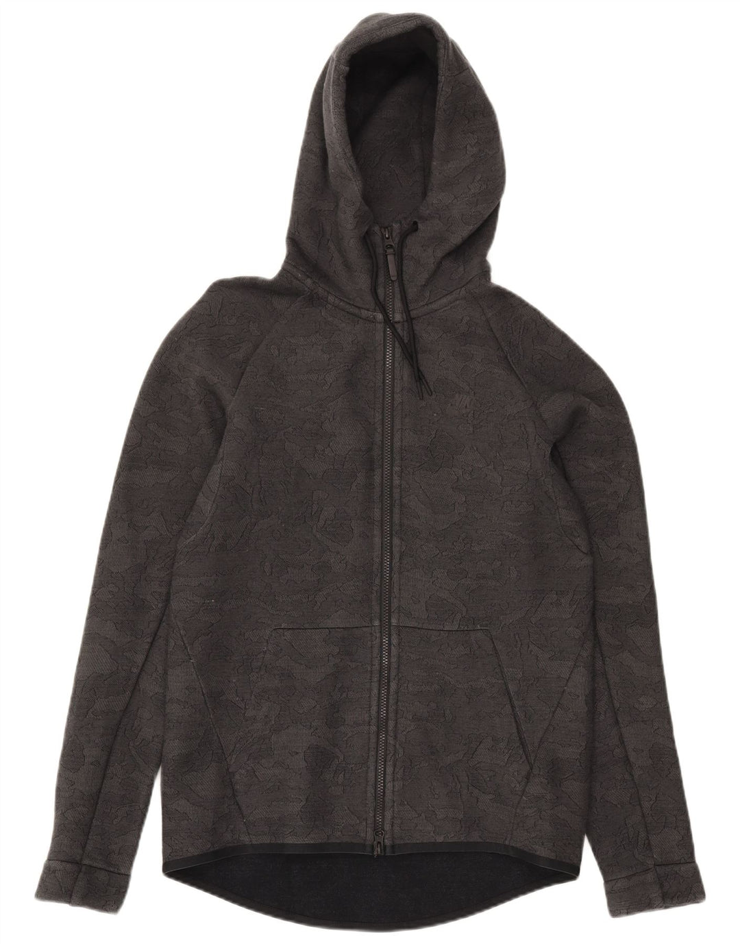 NIKE Mens Zip Hoodie Sweater Medium Grey Camouflage Cotton