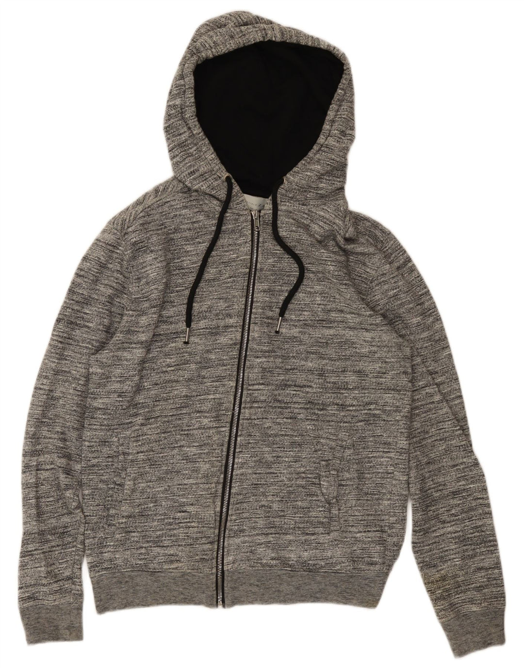 Zara Pull à capuche zippé pour homme en coton moucheté gris grand