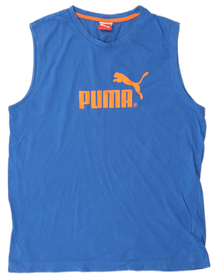 PUMA Mens Graphic Vest Top Large Blue Cotton