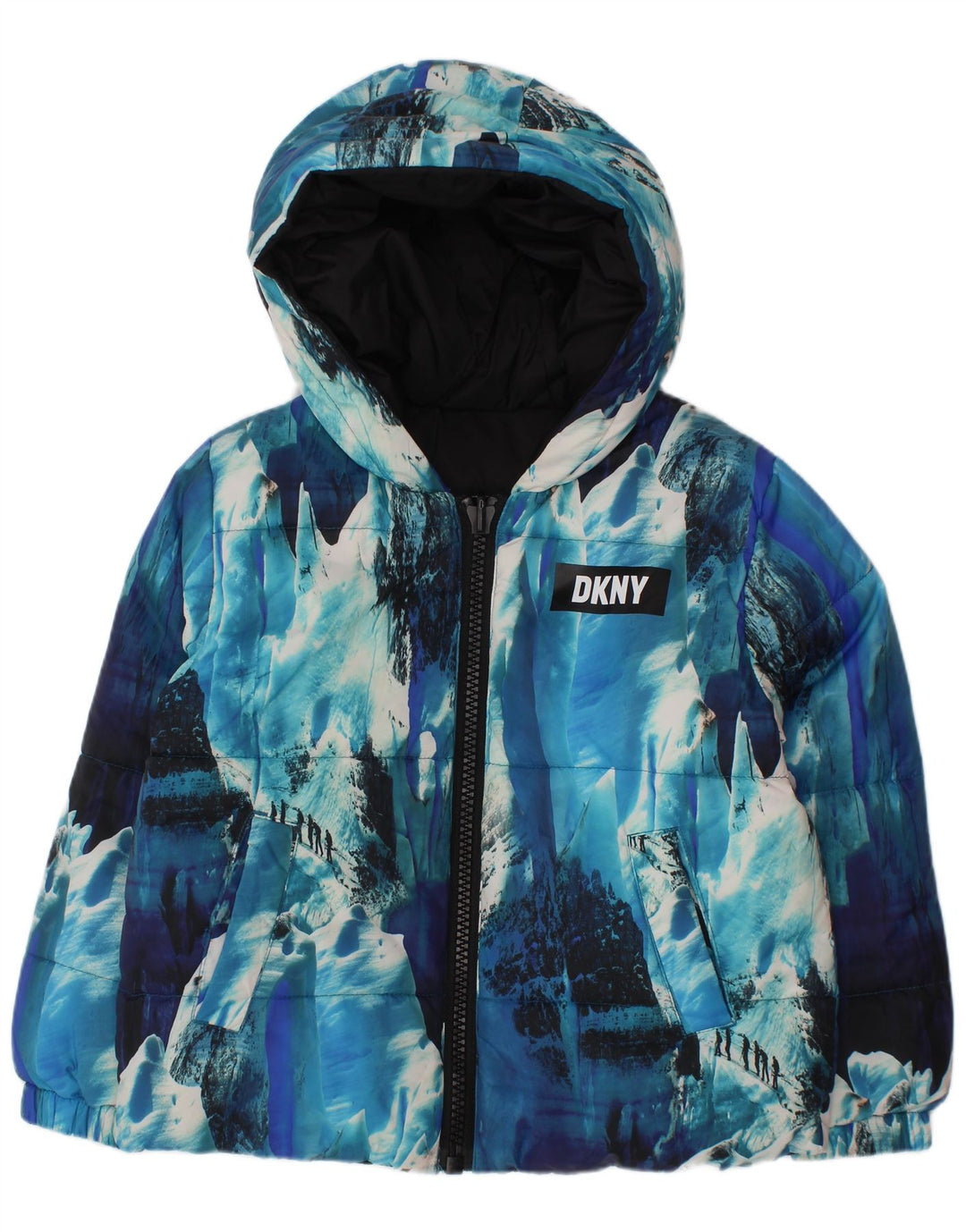 Dkny Veste matelassée réversible à capuche pour garçon 3-4 ans Bleu Tie Dye Polyester