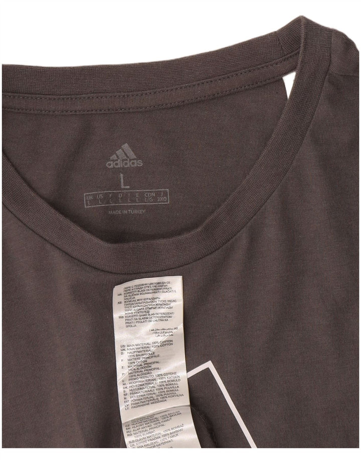 ADIDAS T-shirt graphique pour hommes, grand, gris, coton