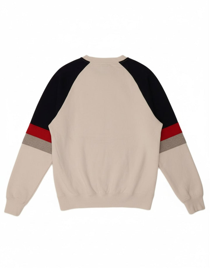 JACK WILLS Mens Graphic Sweatshirt Jumper Large White Colourblock Cotton