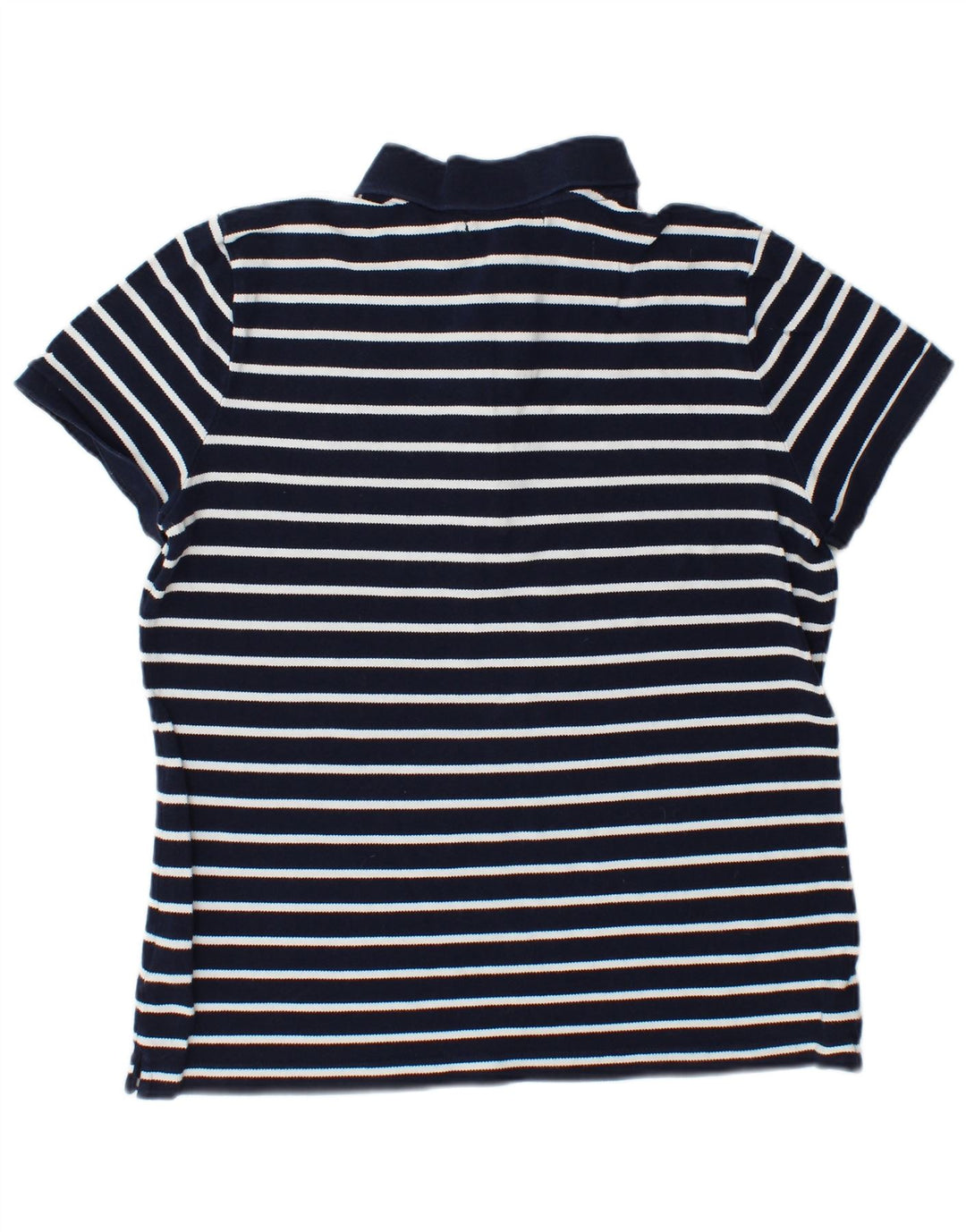 RALPH LAUREN Polo Femme UK 16 Grand Coton Rayé Bleu Marine