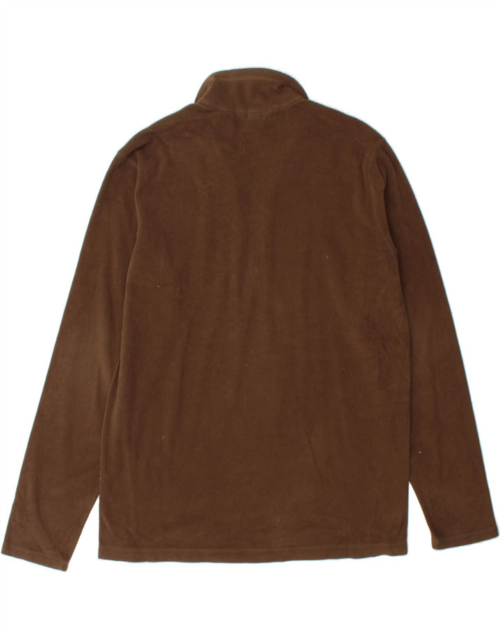 EDDIE BAUER Mens Zip Neck Fleece Jumper Medium Brown Polyester Vintage Eddie Bauer and Second-Hand Eddie Bauer from Messina Hembry 