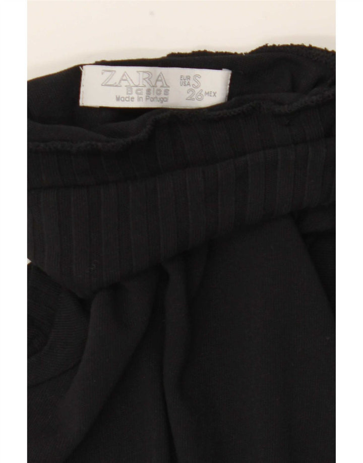 Zara Pull à manches courtes et col boutonné pour femme UK 8 Small Noir