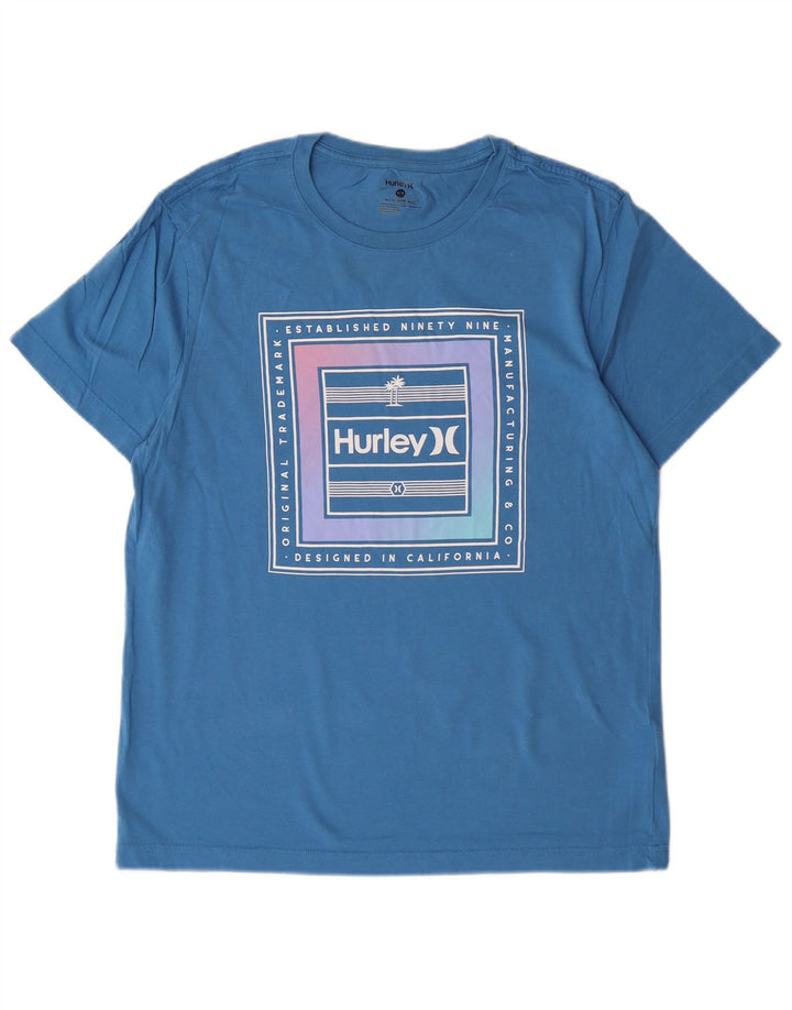 Hurley T-Shirt Graphique Homme Bleu Moyen Coton
