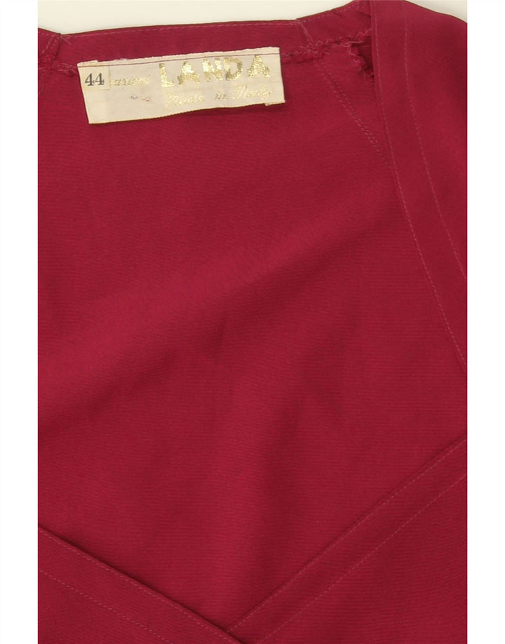 VINTAGE Womens Short Sleeve Shirt Blouse IT 44 Medium Burgundy Vintage Vintage and Second-Hand Vintage from Messina Hembry 