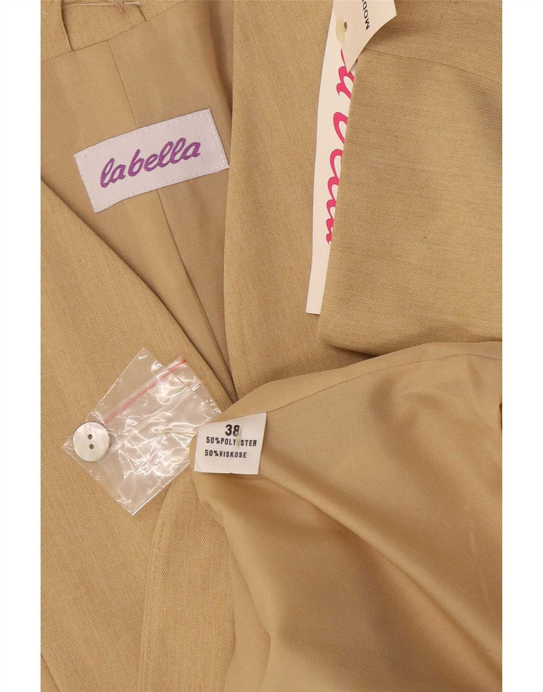 vintage Femme Manches Courtes 9 Bouton Blazer Veste EU 38 Beige Moyen