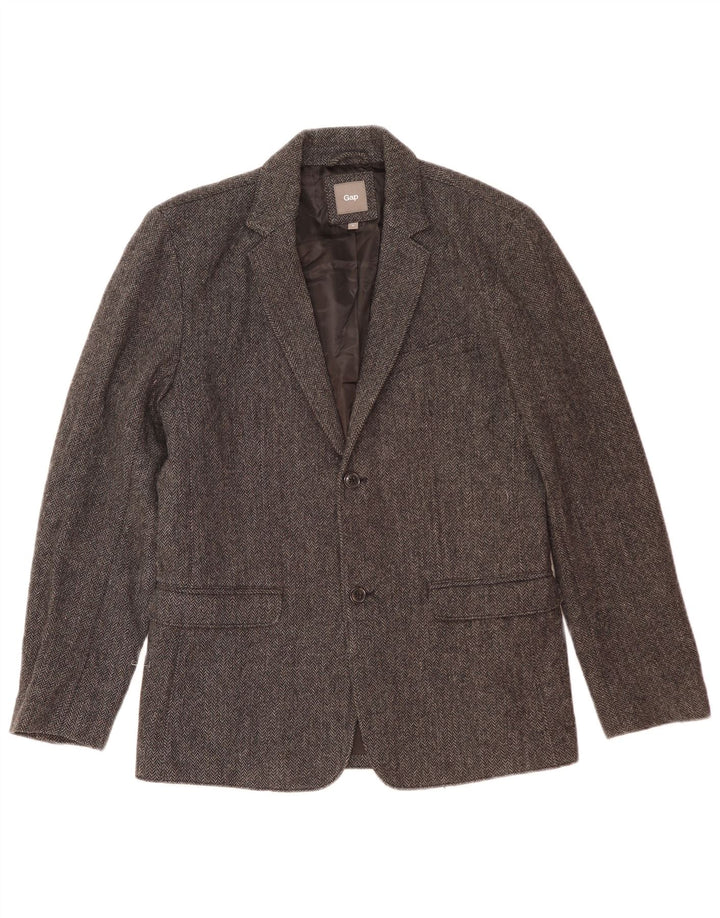Gap Veste Blazer 2 Boutons Homme UK 38 Laine à Chevrons Gris Moyen